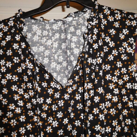 NWT 4X SONOMA OVERHEAD BLACK FLORAL PRINT RAYON LINEN BLEND DRESS SLEEVELESS - Picture 5 of 8
